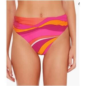 Trina Turk Vivid Vista High Waist Pink Orange Bikini Bottom Size 8 NEW NWT
